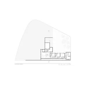 Modern floor plan drawing in black and white