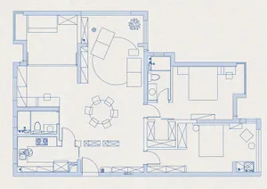 A modern residential floor plan depicted on paper.