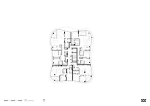 Minimalist apartment level plan layout.