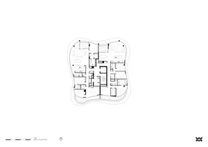 Floor plan with concrete material in an architectural context.