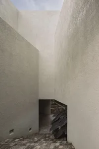 Concrete exterior architectural design with a minimalist aesthetic.