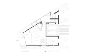Modern architectural floor plan featuring a concrete design with an open layout and natural light.