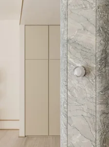 Marble bathroom with minimalist design.