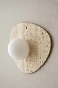 A modern industrial stone lighting fixture.