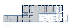 Modern office layout showing various rooms and spaces