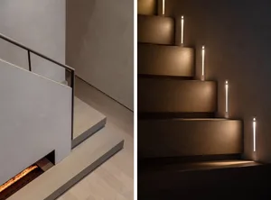 Modern, minimalist stairwell with integrated lighting in a contemporary design