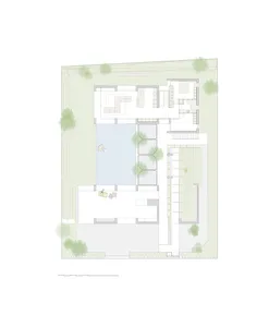 A minimalist residential floor plan featuring a clean, open design with a focus on simplicity and functionality.