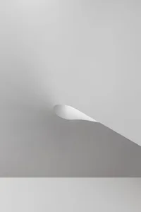 A minimalist scroll of paper on a light background