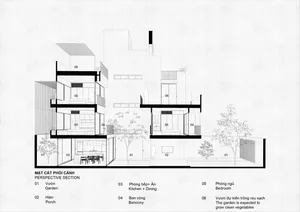 Modern residential floor plan featuring glass walls and balconies.