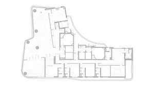 A floor plan representation of a building's interior layout and spatial organization.