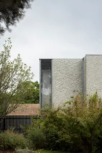 Modern residential building exterior made of concrete.