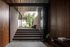 Modern concrete staircase inside a building