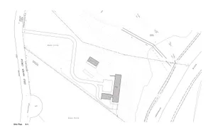 Black and white architectural drawing of the Water Circle site plan.