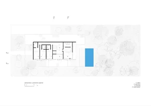 A detailed 2D architectural drawing of a residential floor plan.