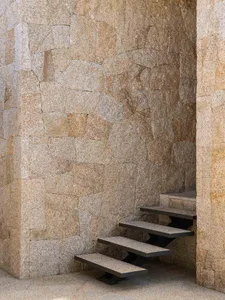 Modern stone staircase with industrial design elements