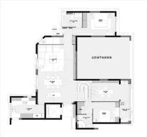 Floor plan of a modern residential building with multiple rooms and amenities.