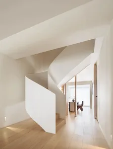 Modern interior design featuring white walls and minimalist style.