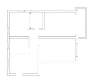 A detailed blueprint of a modern architectural design, showing the layout of a floor plan.