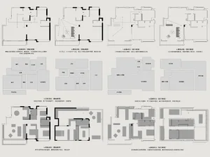 Floor plan of a minimalist interior design showing different layouts and spaces.