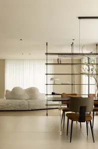 Modern minimalist bedroom with neutral tones