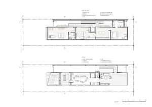 Floor plan of a modern house with trendy design elements.