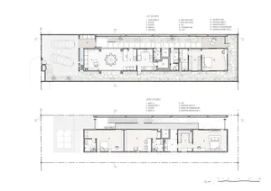 A detailed 2D architectural drawing depicting the layout of a residential home.