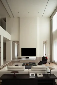 Minimalist interior design with neutral tones and natural light.
