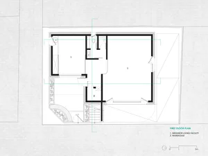 A first-floor architectural plan is displayed, depicting a layout with labeled rooms or areas.