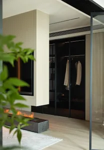 Modern closet with glass minimalist interior design