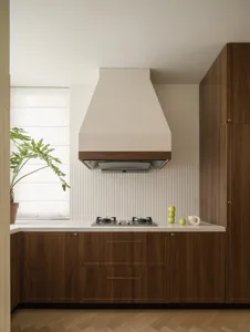 Modern kitchen featuring wooden cabinets with a sleek, clean design.