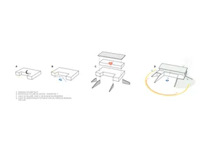 Sequence of architectural drawings illustrating a construction process.
