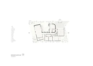 Modern residential architectural plan featuring concrete, glass, and metal elements