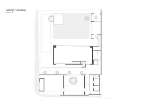 Floor plan diagram displaying ground-level architectural details such as rooms, spaces, and layout.