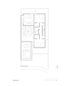 Modern residential floor plan with living room, bedrooms, and bathrooms.