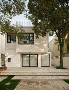 Modern residential architecture featuring concrete materials.