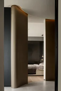 Modern interior design with hardwood flooring, showcasing contemporary style and quality materials.