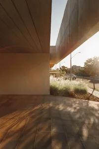 Concrete residential entryway with a view of the street.