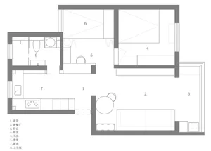 2D digital rendering of an office seating arrangement featuring modern furniture and layout design.