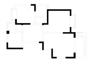 A detailed architectural blueprint of a residential apartment layout.