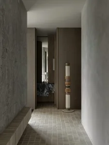 Modern residential bathroom showcasing contemporary design elements and luxurious finishes.