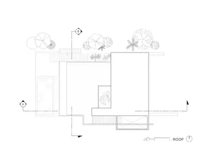 A detailed roof plan layout in a minimalist black and white line drawing.