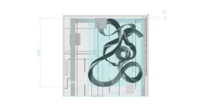 Detailed architectural plan of a modern interior room, featuring various dimensions and design elements.