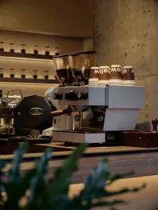 Concrete countertop in an industrial-style coffee shop