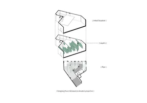 一張以玻璃材質呈現的建築室內設計技術性2D平面圖。