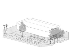 A modern restaurant exterior with a steel and glass facade.