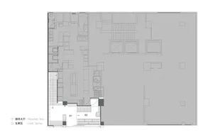 Modern office space layout with reception area and fresh section.