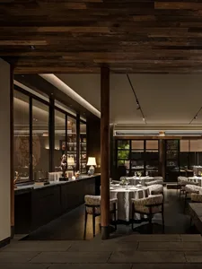 Modern restaurant interior featuring high-quality materials and contemporary design elements.