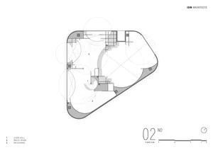 2nd floor architectural plan with numbered areas and scale bar