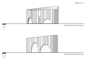A minimalistic interior design rendered illustration showcasing a wall with horizontal lines.