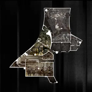 A collage of architectural designs within an architectural plan.